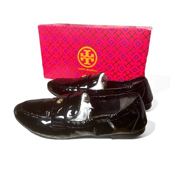 Tory Burch Leather Ballet Loafer Black Patent Women’s 8.5 New in Box - Picture 7 of 15